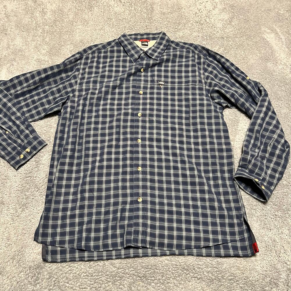 The North Face Shirt Mens Medium Performance Button Blue Hiking Outdoor
